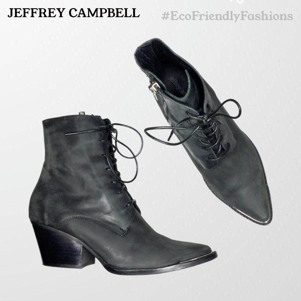 Jeffrey Campbell Sulli Women's Distressed Faded Black Lace Up Booties Size 8.5